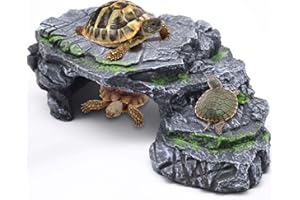 Moonorange Turtle Basking Platform Turtle Tank Decoration for Aquariums & Terrarium, Turtle, Lizard, Reptile Habitat Hideout (Black)