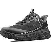 TDIDIS Men's Slip on Walking Sneakers - Lightweight Running Shoes - Cushioned Comfort for Gym, Training, Tennis, Workout - Athletic Fashion - Black/Beige Size 6.5-13