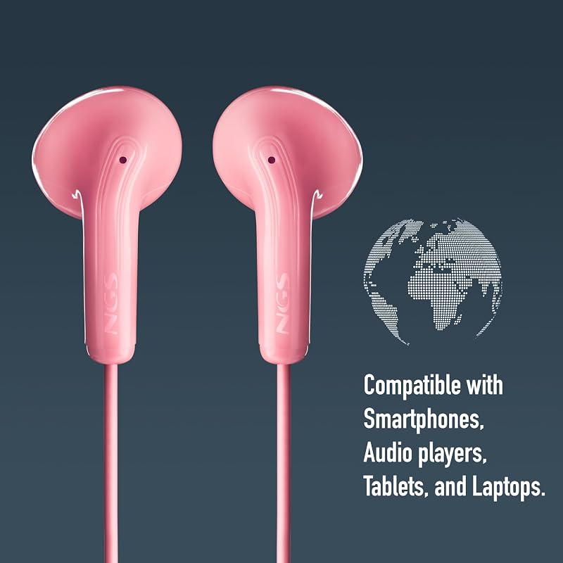Cross Flip Pink - Cuffie Intraurali con Microfono e Pulsante Multifunzione, Controllo Musica e Chiamate Cavo 120 cm, Jack 3,5 mm
