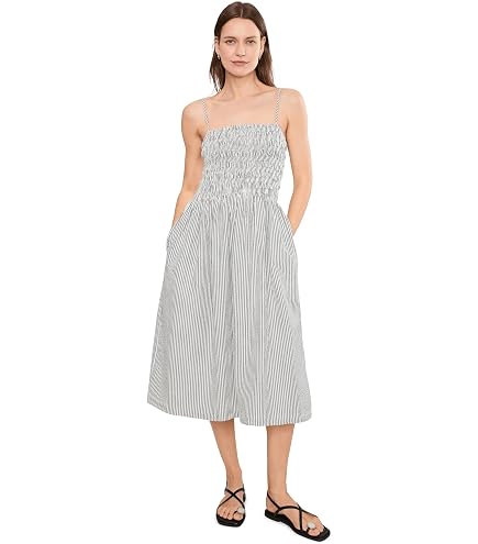 madewell striped midi dress Women's Smocked Sleeveless in Stripe, Pistachio Stripe, M at Amazon Women's Clothing store Silk Satin Colors:Peach Fuzz 843 S13-9-1-D7085-CHOCOLATE TURTLE NECK FAUX Imported. Denim Trends