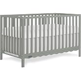Dream On Me Synergy Wave 5-in-1 Convertible Full Size Baby Crib, Seagrass | Converts to Toddler Bed &amp; Daybed, Scalloped Open Slats, 3 Mattress Heights, GREENGUARD Gold, BSA Verified, 50 Lb Limit