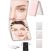 Compact Mirror, Rechargeable 30X Magnifying Mirror with 3 Lighting Modes & Dimmable Brightness, Portable Travel Makeup Mirror