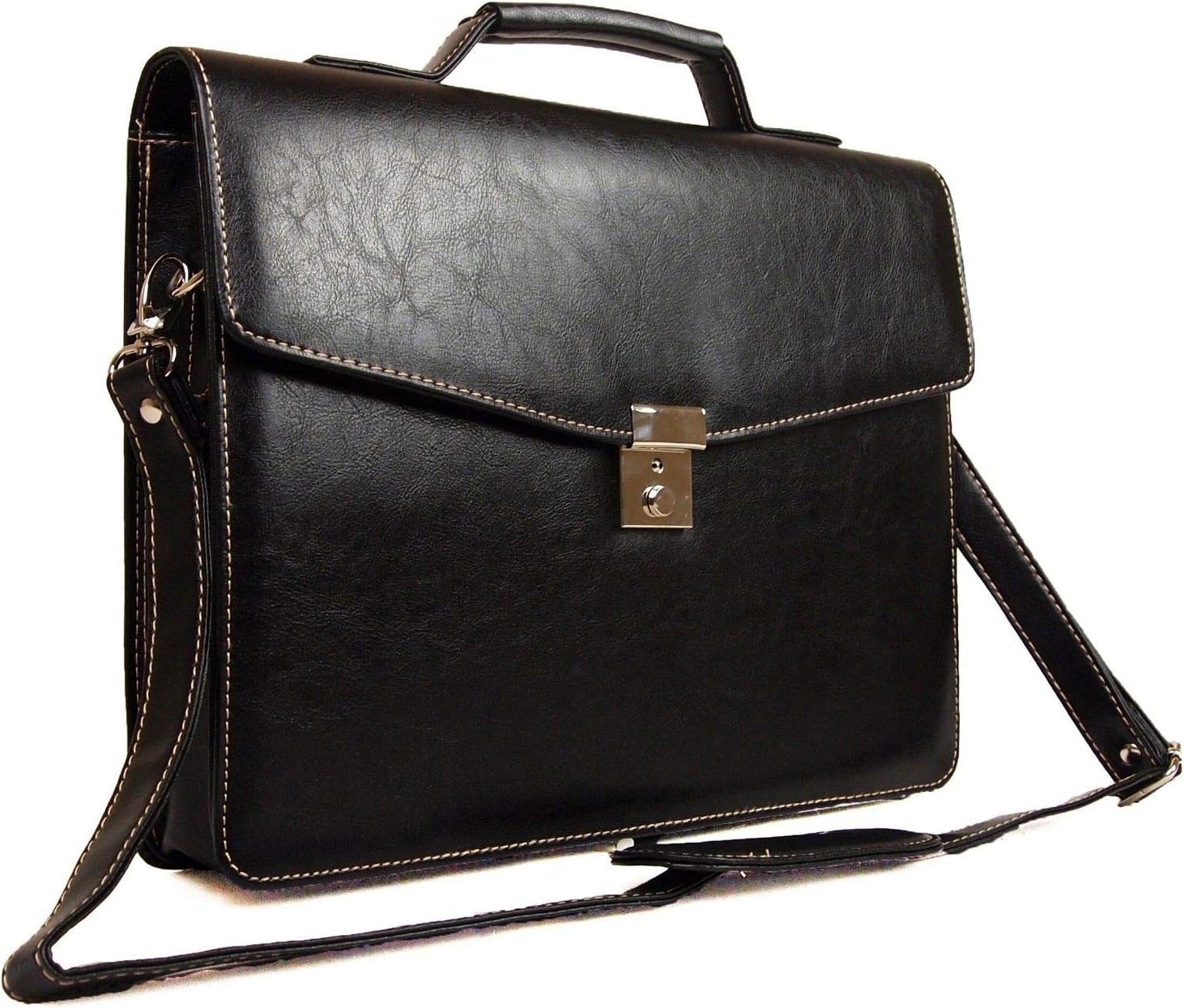 Mens Womens Quality Faux Leather Documents Business Briefcase Work Satchel Bag