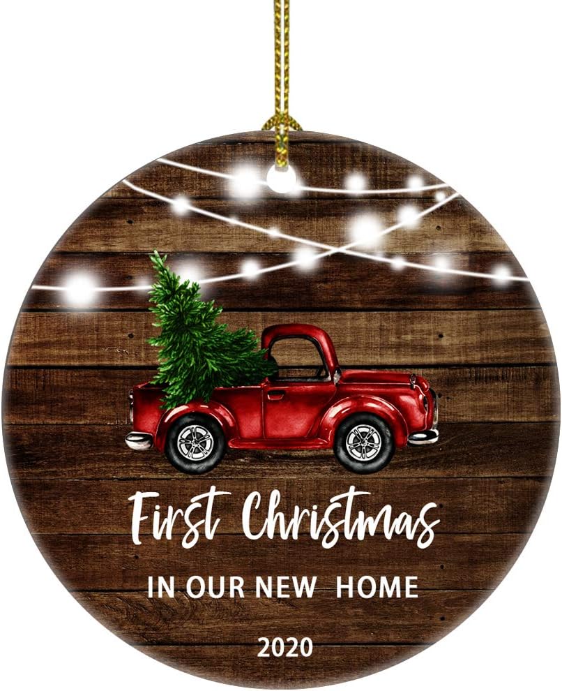 Our First Christmas as Mr & Mrs Just Married Re Truck Christmas Tree Ornament Our First Christmas as mr. and mrs. Gift for Newlywed Couple 2020 (Brown in Our New Home)