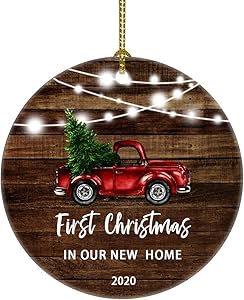Our First Christmas as Mr & Mrs Just Married Re Truck Christmas Tree Ornament Our First Christmas as mr. and mrs. Gift for Newlywed Couple 2020 (Brown in Our New Home)