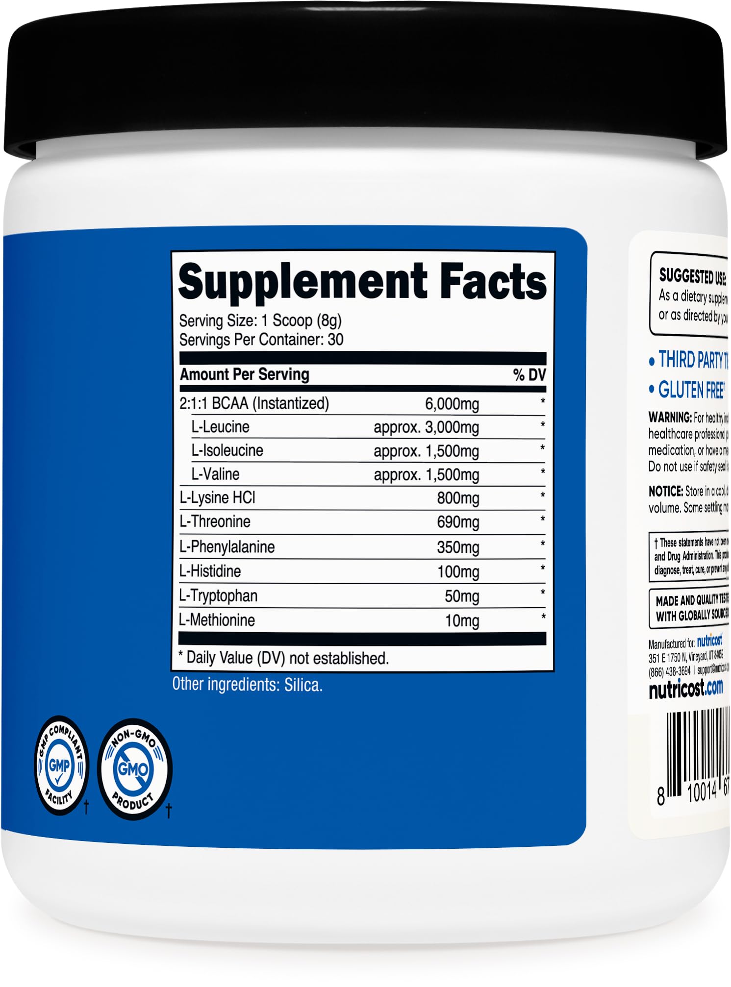 Nutricost EAA Powder 30 Servings (Unflavored) - Essential Amino Acids - Non-GMO, Gluten Free, Vegetarian Friendly