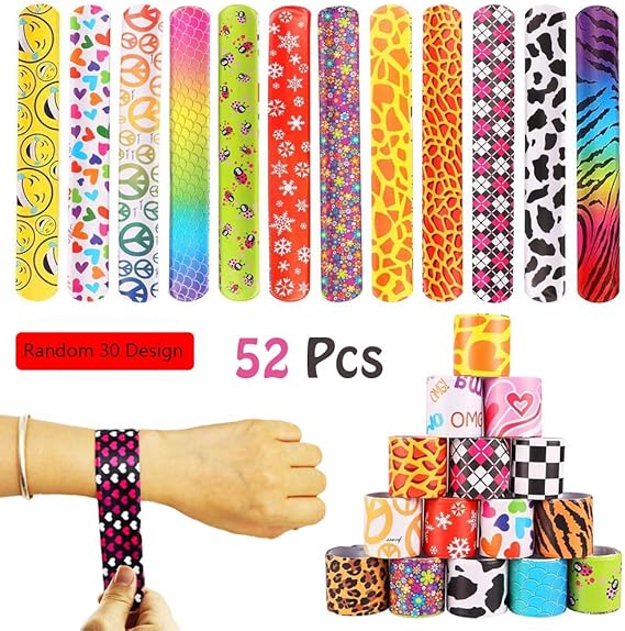 VCOSTORE 52 Pcs 80s Slap Bracelets, Retro Slap Bracelets