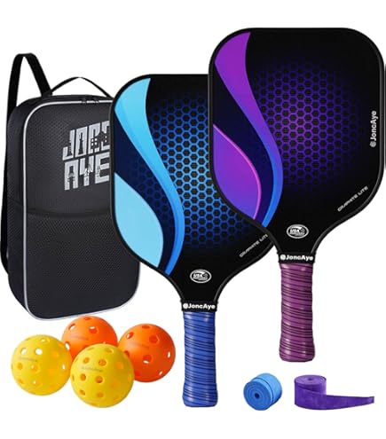 Racchette da Pickleball 2PS, Set di 2 Racchette da Pickleball Standard USAPA, Racchette da Pickleball Leggere con 4 Palline e Borsa da Trasporto