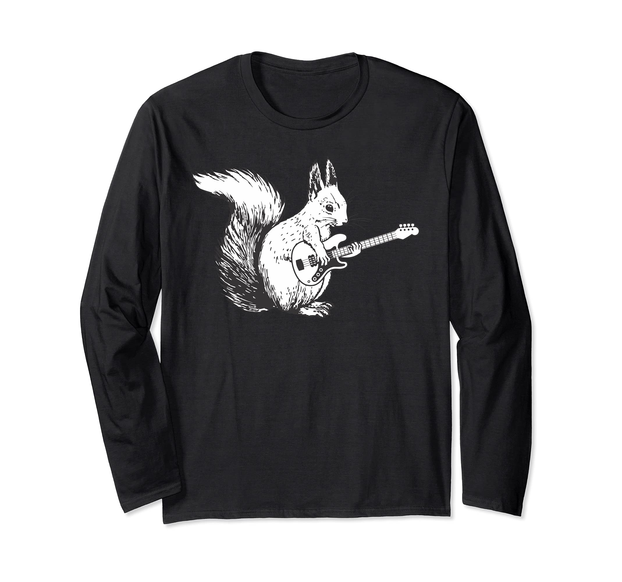Squirrel Playing Guitar Awesome Guitar Lover Long Sleeve T-Shirt