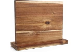 Resafy Large Magnetic Knife Holder,Acacia Wooden Magnetic Knife Block 12 X 10 Inches,Rack Magnetic Universal Stands with Stro