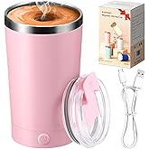 hatisan Self Stirring Coffee Mug With Lid Electric High Speed Self Stirring Mug 400ml Rechargeable Detachable Stainless Steel Self Stirring Cup for Coffee, Milk, Cocoa Christmas Gift(Pink)