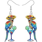 DOWAY Cute Acrylic Macaw Parrot Earrings Dangle Charms Birds Accessories for Women Summer Animals Jewelry Gifts