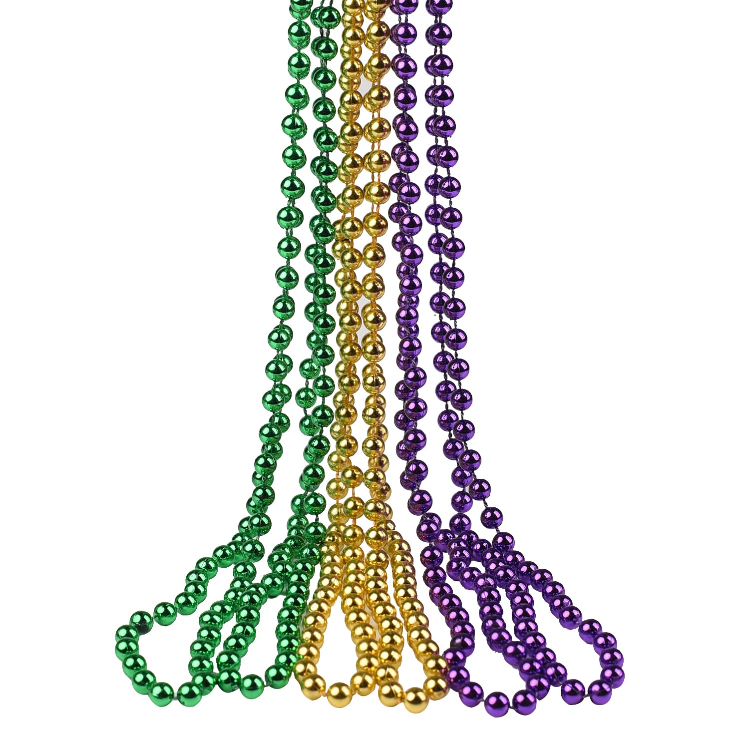 AOVNA Mardi Gras Beads Necklace Assorted Beaded Necklace Carnival Necklace Neon Colorful Pearl String for Costume Accessories (6)