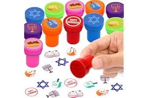 Fancy Land Hanukkah Stamps Multicolored Hanukkah Stampers Chanukkah Stamp Set for Hanukkah Holiday Party Supplies 12Pcs