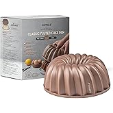 HAPPIELS 10 Cup Fluted Tube Cake Pan Nonstick, PFOA Free Fluted Cake Pan for Baking, Pound Cake Mold for Oven, Cake Molds And Cake Pans, Tube Mold, Pound Tin (Classic)