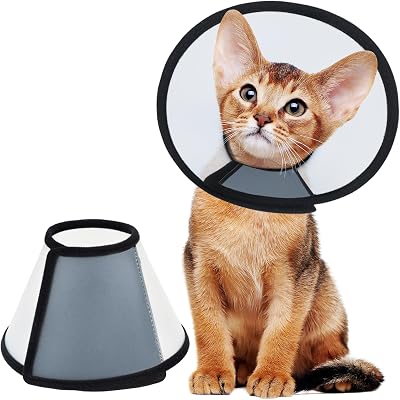 Vivifying Cat Cone Elizabethan Collar 20-24 cm Black Lightweight PVC