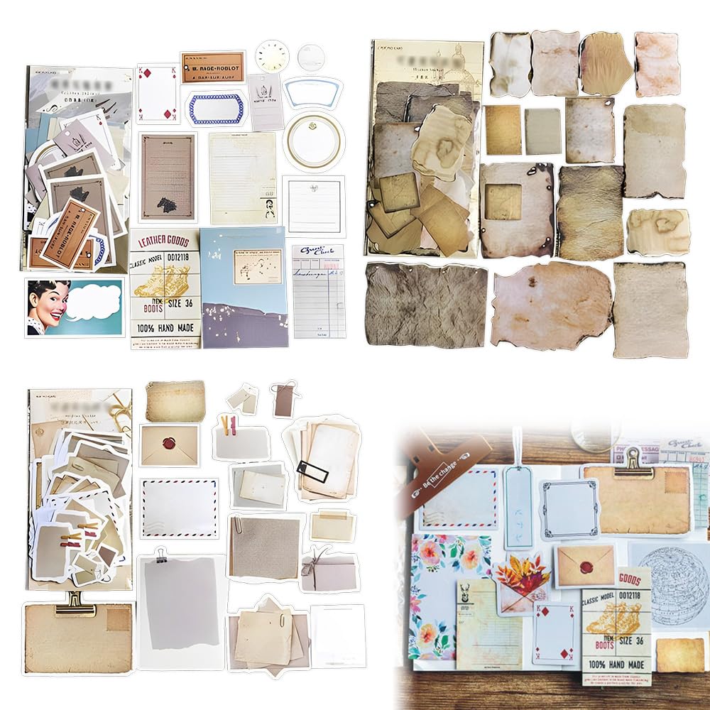 CODIRATO 135 PCS Vintage Scrapbooking Stickers, Writeable Bullet Journal Stickers Washi Stickers DIY Retro Journaling Scrapbooking Supplies Decorative Stickers for Scrapbooking Calendars Envelopes