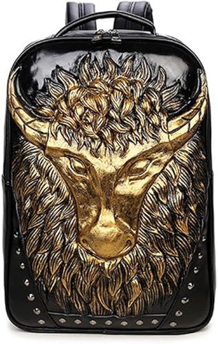 Amazon ファッションメンズヨーロッパ風バックパック個性beefヘッドバックパックファッションダブルショルダーバッグ Chentt Feger Package タウンリュック ビジネスリュック