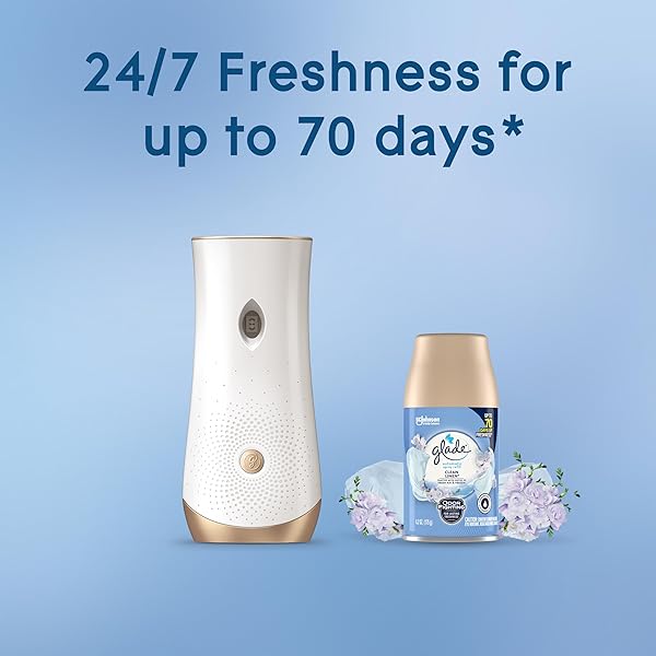 GLADE AUTOMATIC SPRAY AIR FRESHENER REFILL, SCENTED AIR FRESHENER FOR HOME AND BATHROOM, CLEAN LINEN, 6.2 OZ, 2 COUNT