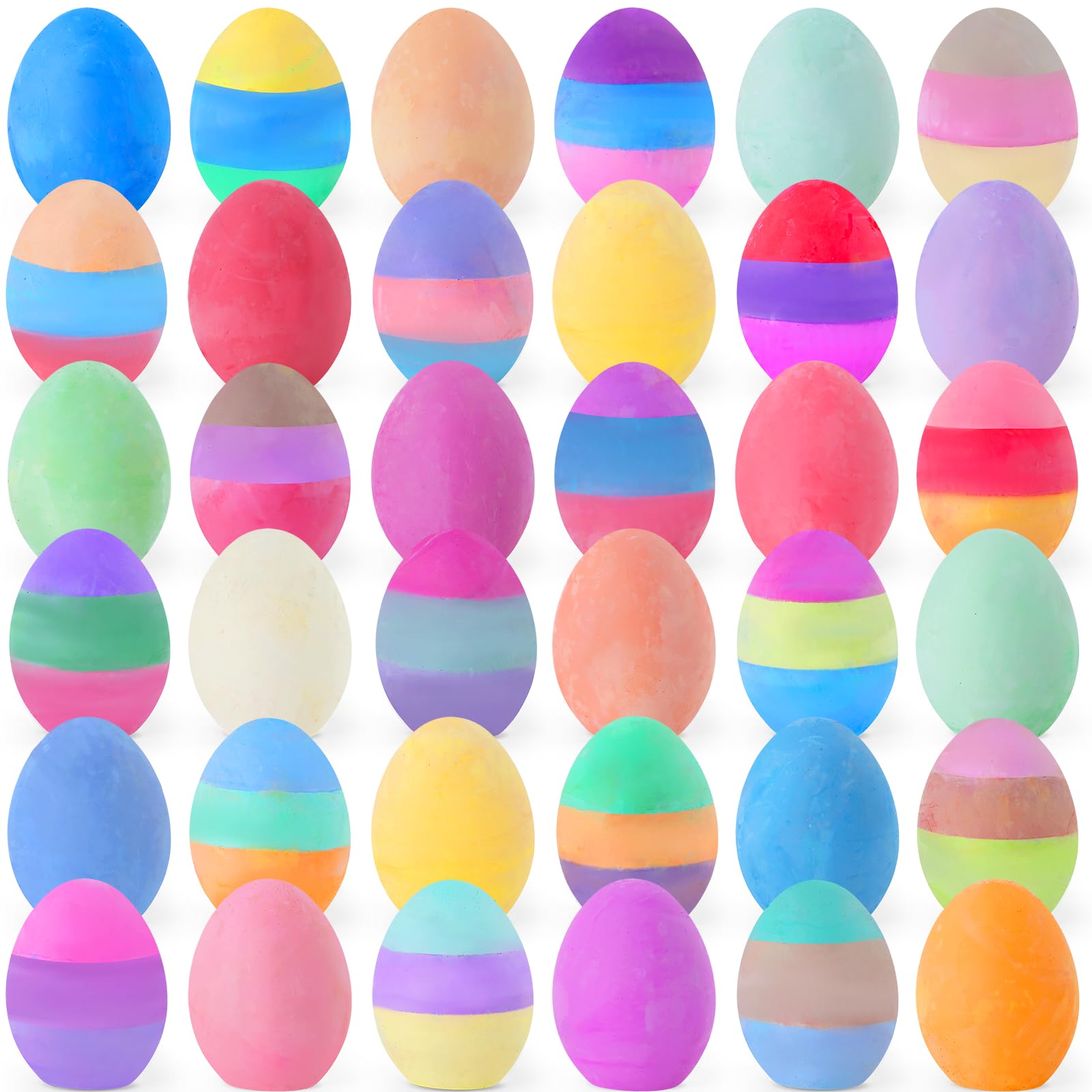 36 Pack Easter Sidewalk Chalks Bulk 36 Mixed Colors Chalk Eggs for Kids Easter Basket fillers Colorful Egg Chalk Outdoor Toddler Kids Easter Hunt Classroom School Chalkboard Playground Drawing Party