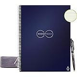 Rocketbook Smart Reusable Notebook - Lined Eco-Friendly Notebook with 1 Pilot Frixion Pen & 1 Microfiber Cloth Included- Midn