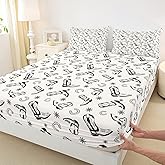 Manfei Western Cowboy Kids Fitted Sheet Full Size,Horseshoe Cowboy Boots Vintage Bedding Set,Girls Boys Adults Room Decor,Western Texas Star Tribal Bed Cover,Simple Chic Bed Sheet,2 Pillowcases