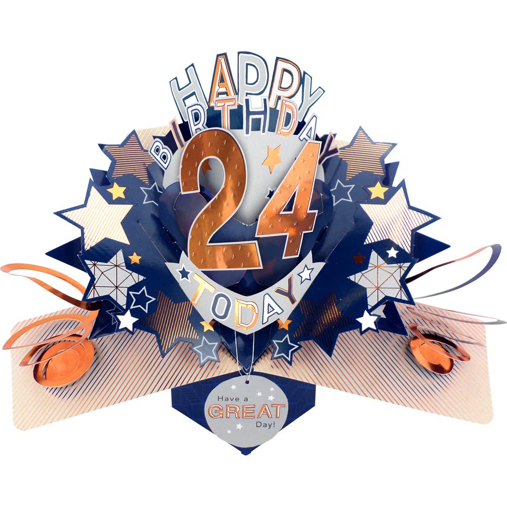 Happy 24th Birthday 24 Today Pop-Up Greeting Card Love Kate's Pop Up Cards Him POP204MC24