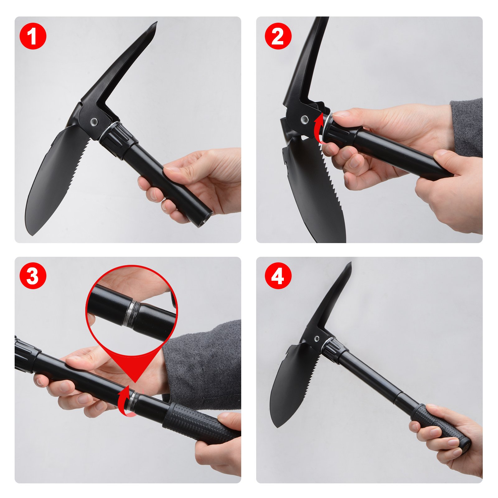 Voilamart Metalldetektor Metallsuchgerät Pinpointer,LCD-Bildschirm Diskrimination Funktion wasserdichter Suchspule mit Faltschaufel und Tragetasche Geschenk für Kinder Profis Einsteiger