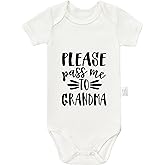 Eorjuek Please Pass Me to Grandma Bodysuits, Infant Boys Girls Unisex Newborn Cotton Romper Short Sleeve Outfits 0-24 Months