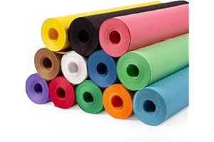 Paclord 18" x 1200" (100 ft) USA-Made Multi-Color Construction Paper Rolls, 45 lbs/66 GSM, 12 Rolls – Deluxe Colored Kraft Paper for School and Art Projects, DIY, Crafts – Non-Toxic, Safe for Kids