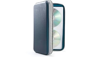 CD Case,96 Capacity DVD Case Portable DVD Hard Plastic Case Holder CD Organizer Wallet Protective DVD Storage (Dark Blue, 96 