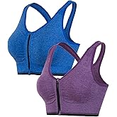 Hiking Gril Women's Zip Front Sports Bra Wireless Post-Surgery Yoga Bras