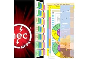 BCABO 2020 NEC Tabs (Book Not Included), National Electrical Code Book Tabs for NFPA 70 Exam Test, 140 Pcs Tabs with Wire Chart & 2 Ohm's Law Stickers
