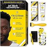 Reusable Hair & Beard Dye System for Men – Up to 5 Uses | 7-Minute Natural-Looking Gray Coverage | No-Drip Cream with SkinArmour® – Cleverman (Jet Black for Black Men)