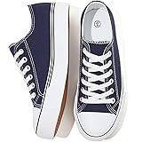 FRACORA Mens White Canvas Sneakers Low Top Lace Up