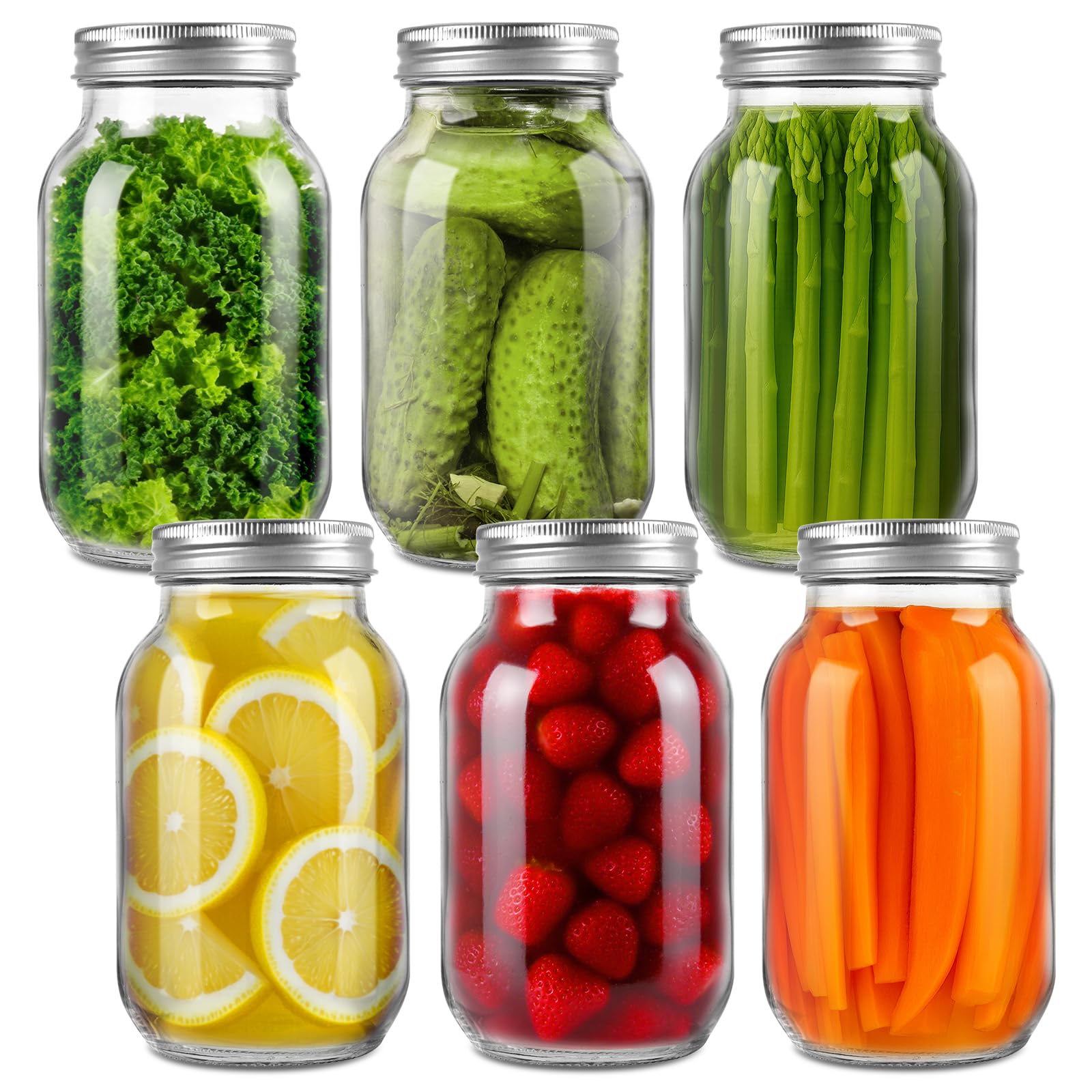 Photo 1 of bofessor 24 oz Mason Jars, 6 Pack Regular Mouth with Leak-Proof Airtight Lids - Glass Canning Jars for Food Storage, Overnight Oats, Pickling & Preserving (Dishwasher Safe)
