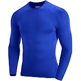 RIKUAOU Men's Long Sleeve Compression Shirt, Quick Dry Athletic Base Layer Top, Skins Fit Football Running Workout Undershirt