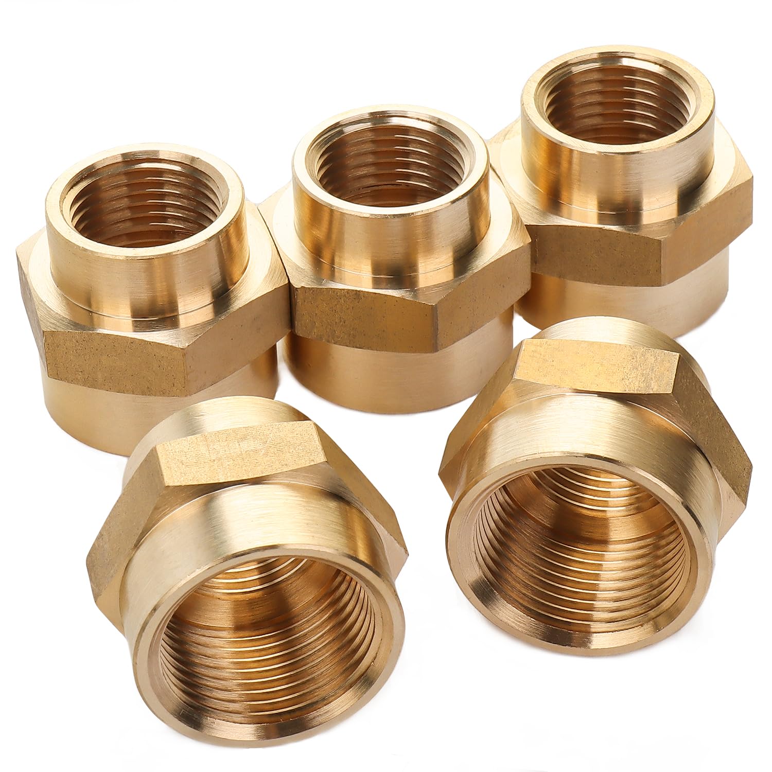 LTWFITTING Brass BSP Pipe Fitting 3/4 x 1/2 Female BSPP Reducing Coupling Water Boat (Pack of 5)