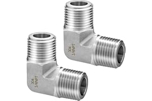 HAPPYREISE 304 Stainless Steel 90 Degree Street Elbow, 1/4" NPT Male × 1/4" NPT Male 304 Stainless Pipe Fitting 2 Pack