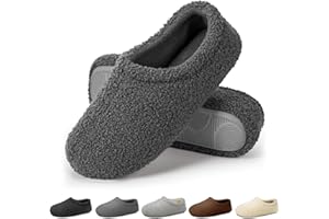 HOMITEM Slippers for Women Indoor Fuzzy Womens Mens Slippers Bedroom House Shoes with Memory Foam Curly Fleece for Indoor Outdoor
