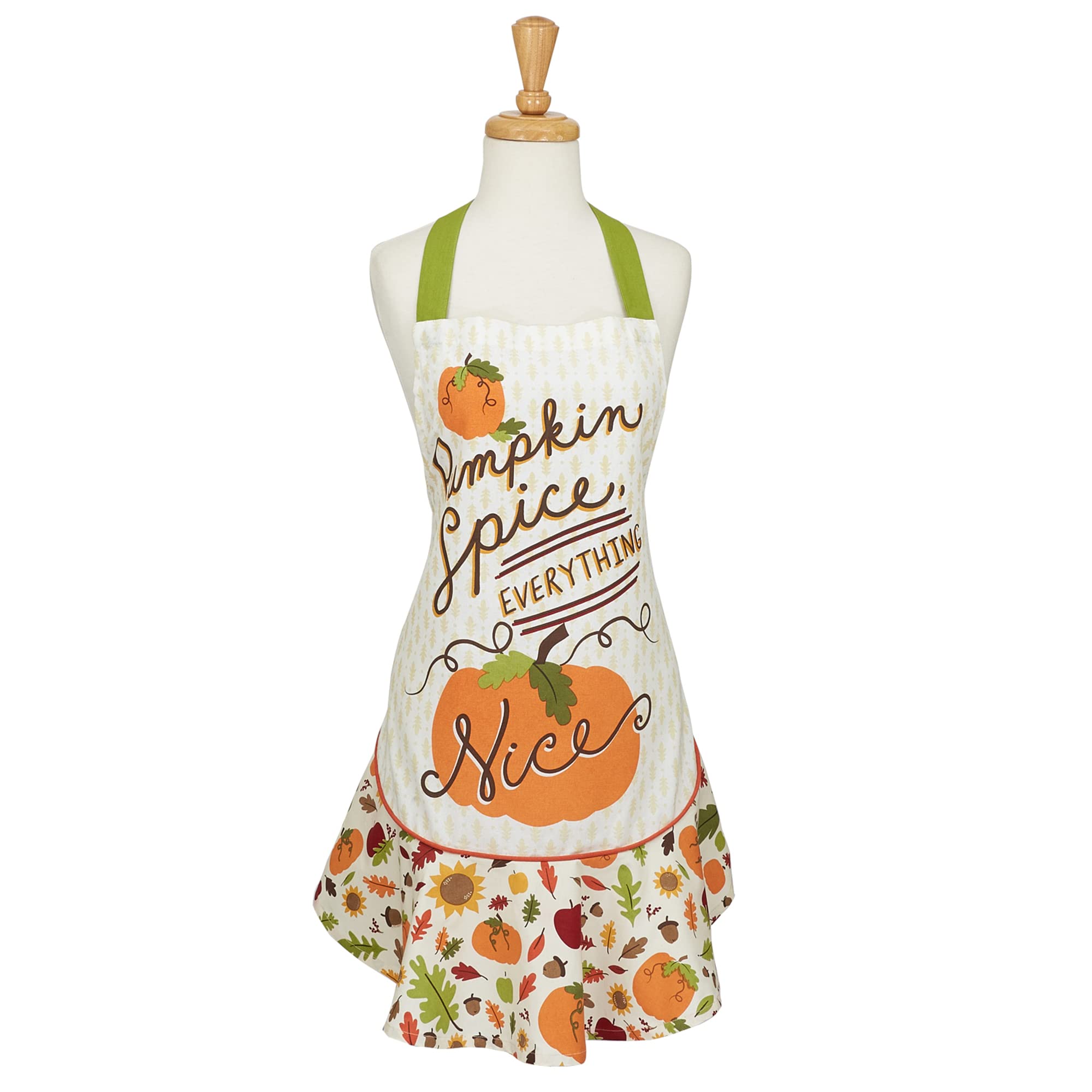 DII Women's Fall & Thanksgiving Kitchen Apron, Adjustable Long Waist Ties, Pumpkin Spice — image 1
