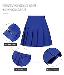 Kids Pleated Skirt Royal Blue High Waisted Golf