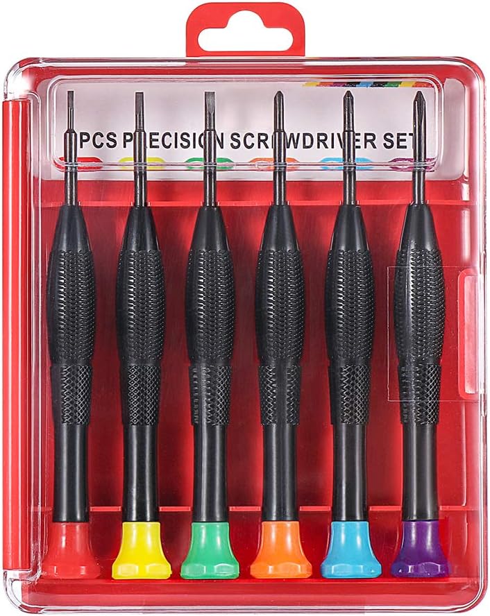 6PCS Precision Screwdriver Set, Mini Magnetic Flathead and Phillips Eyeglass Repair Kit, Small Screwdrivers Set for Eyeglasses, Watch, Electronics, Toys, Laptop, etc