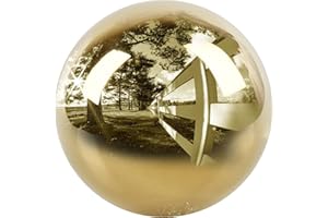 8 inch Stainless Steel Gazing Ball, E-Buying Golden Mirror Polished Hollow Seamless Gazing Globe Reflective Garden Sphere Floating Pond Balls for Home Garden Ornament Decoration