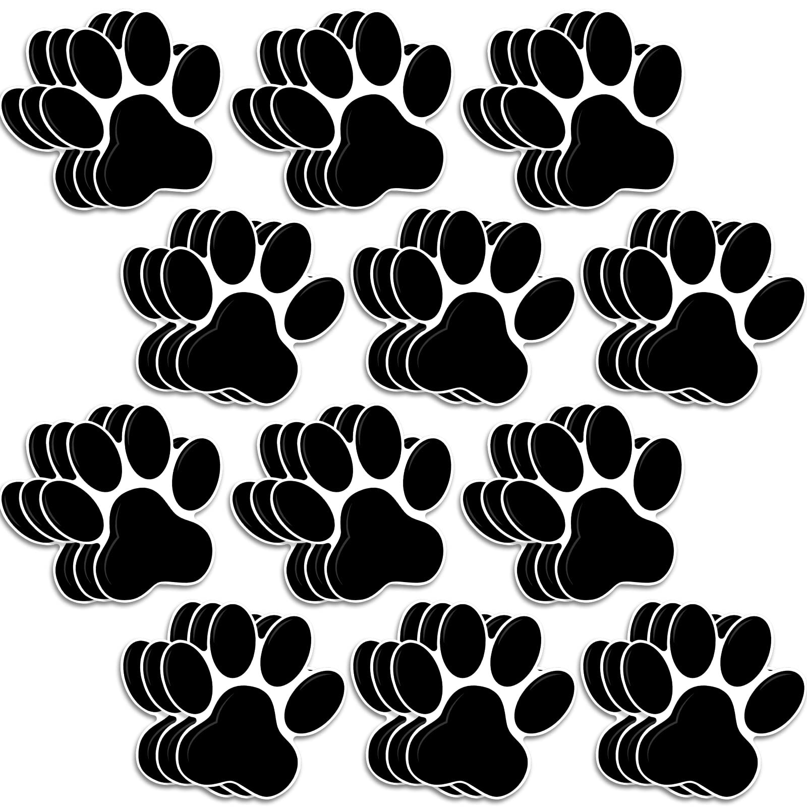 Photo 1 of Junkin 60 Pcs Mini Paw Prints Cutouts Accents Bulletin Board Patrol Table Decorations Wall Decal Poster for Kids Educational School Home Party Supplies(Black)