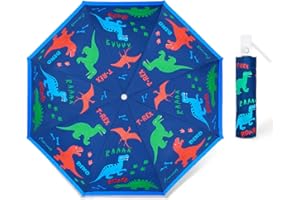 DECALSWEET Kids Folding Umbrella Auto Open/Close Anti-rebound Safe Design UV Resistant Automatic Children Travel Umbrellas 8 Rib Reinforced Canopy 360° Reflective Strip Lightweight Cute Umbrella for Girls & Boys