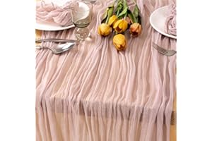 MLMC Pink Table Runner Cheesecloth Table Runner 13.3ft Rustic Dusty Pink Gauze Cheese Cloth Decor Extra Long 35x160 Inches for Wedding Bridal Baby Shower Mother's Day Birthday Party Decor