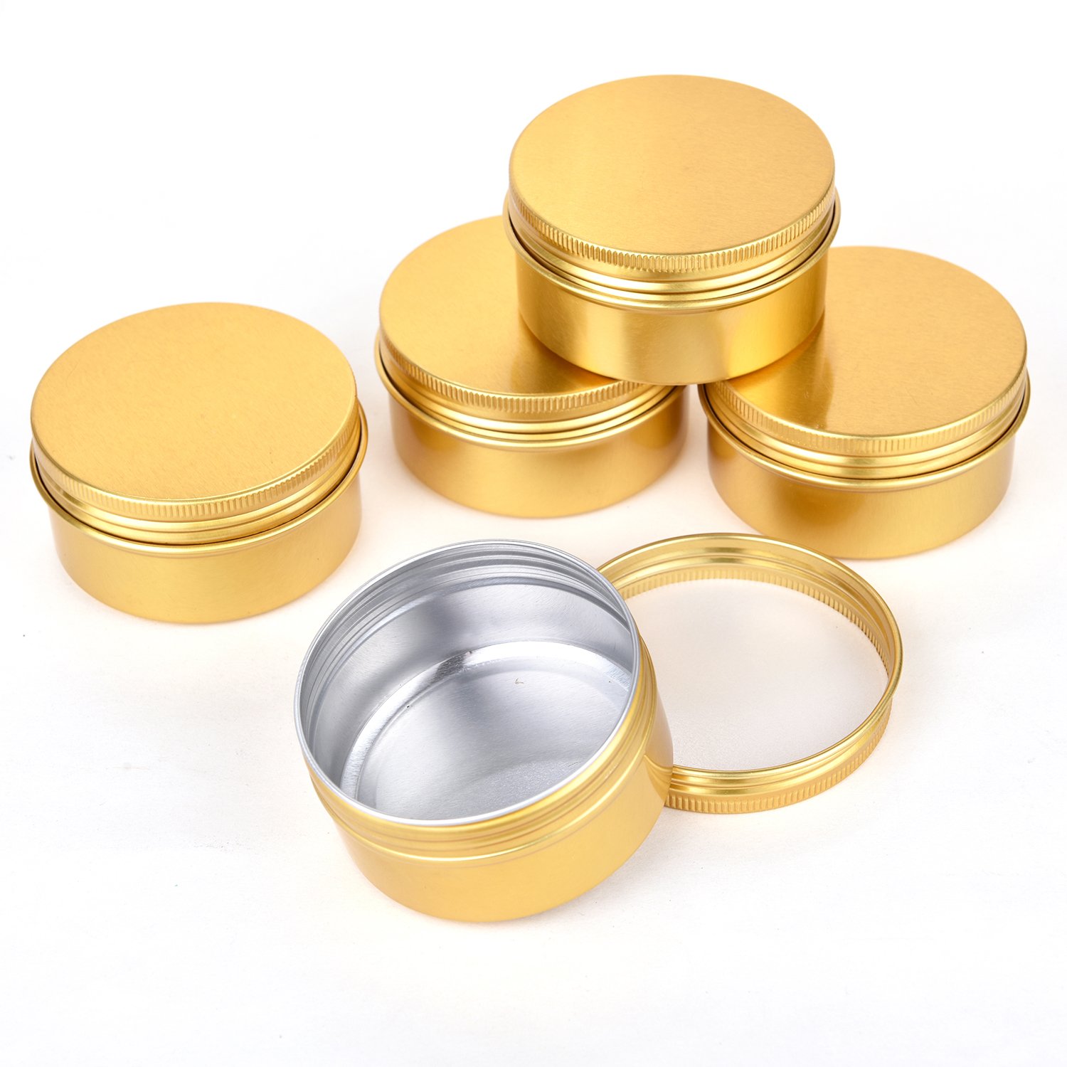 TMO Aluminum Tins 3 Oz 90G Screw Top Metal Tin Container Round Steel