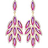 Austrian Crystal Dangle Oversized Earrings for Women 14K Glod Plated Jewelry