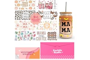 Kaciola 10 Sheets UV DTF Cup Wraps for 16 oz- Mama Theme UV DTF Stickers, 1 Sheet Mysterious Pattern Transfer, Rub on Transfers Stickers for 16 oz Libbey Glasses Crafting